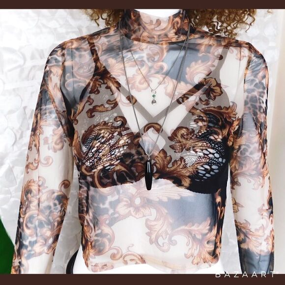 None Tops - Very
Sheer NEW Crop Top Size S/M/L